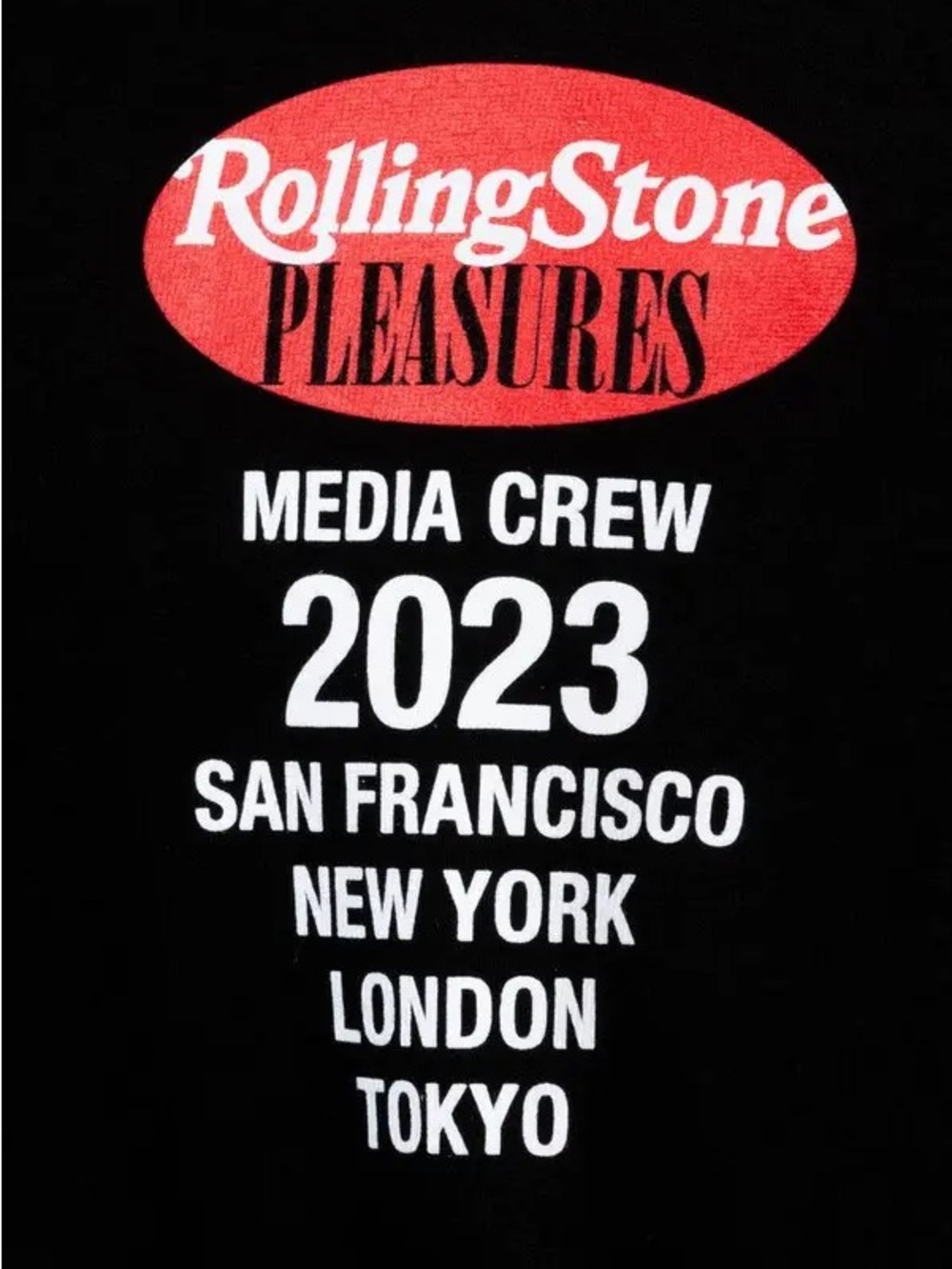 PLEASURES x Rolling Stone Media Crew 2023 Graphic T-Shirt Black Men’s M NWT - Picture 5 of 9
